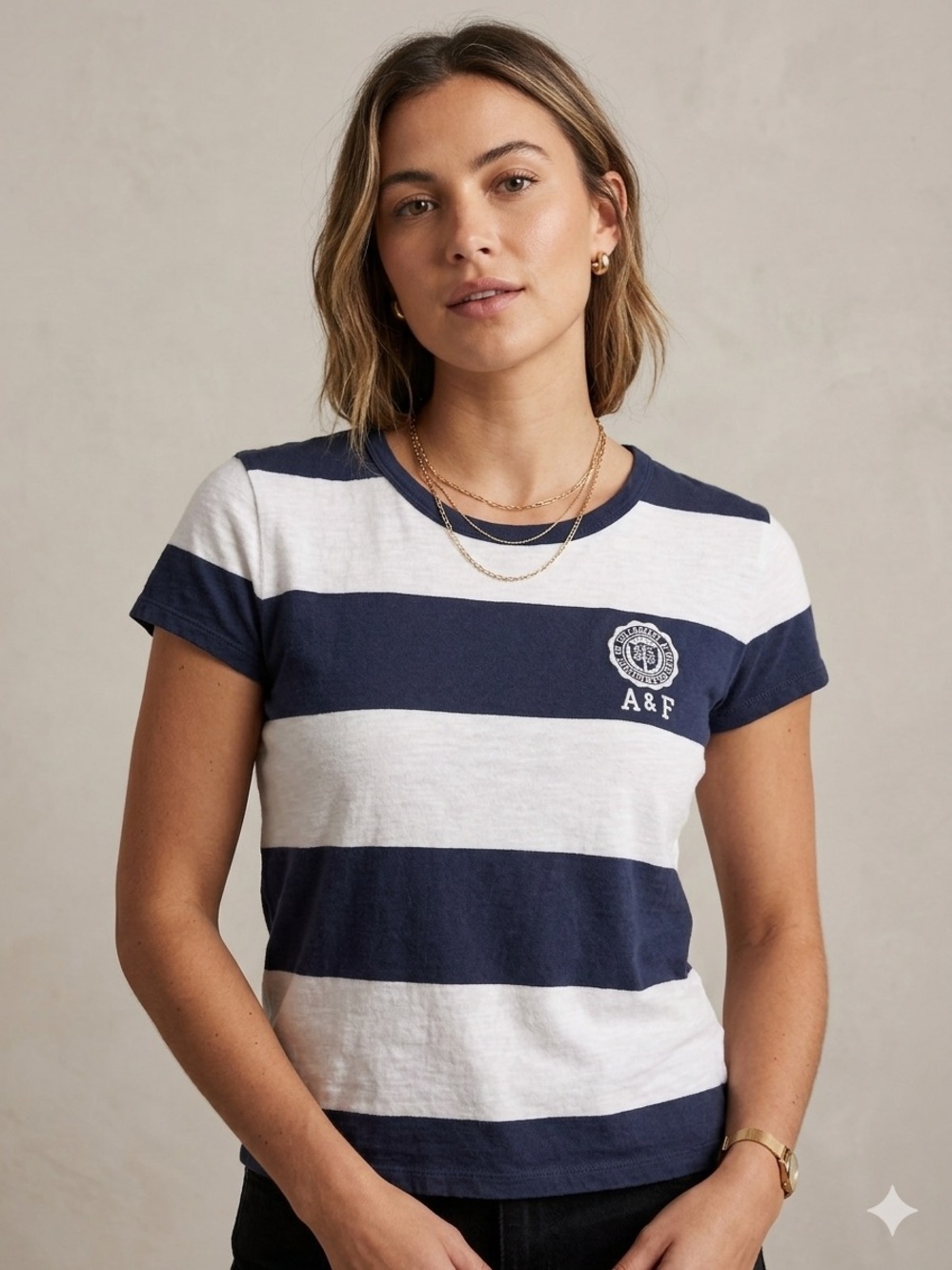 Abercrombie & Fitch Sz S Y2K Stripped Nautical Baby Tee Shirt